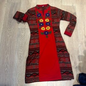 Wool long tunic dress pants set